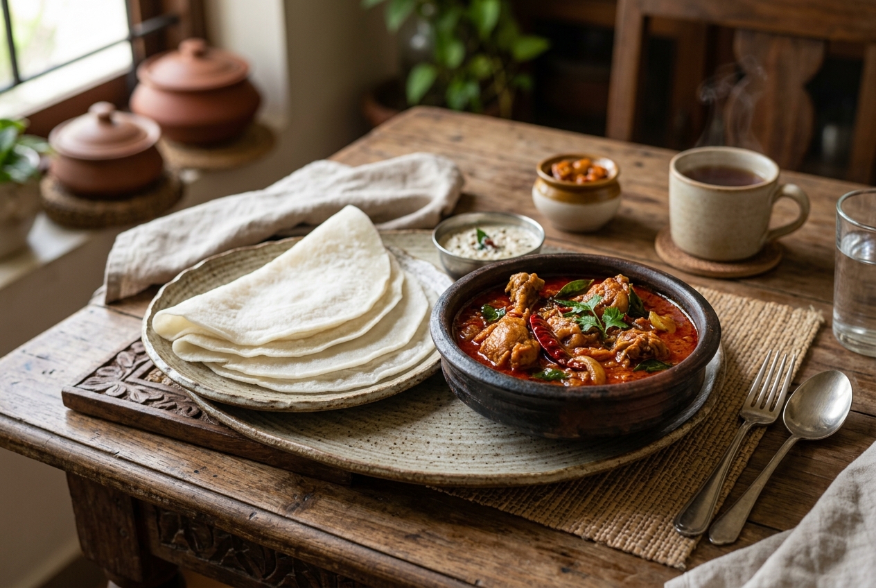 Pathiri and Chicken Curry